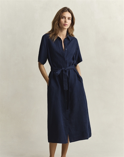 Gant - Linen Skjorte Kjole - Evening Blue